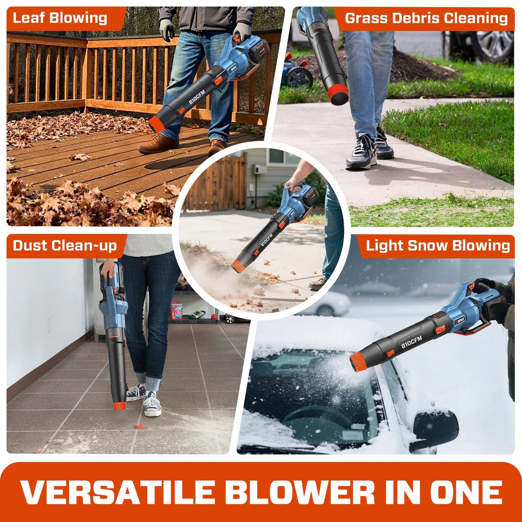 SENIX X6 60V Max* Brushless Cordless Leaf Blower with 4.0 Ah Battery and Charger, Variable Speed Up to 810CFM 170MPH, BLAX6-M1