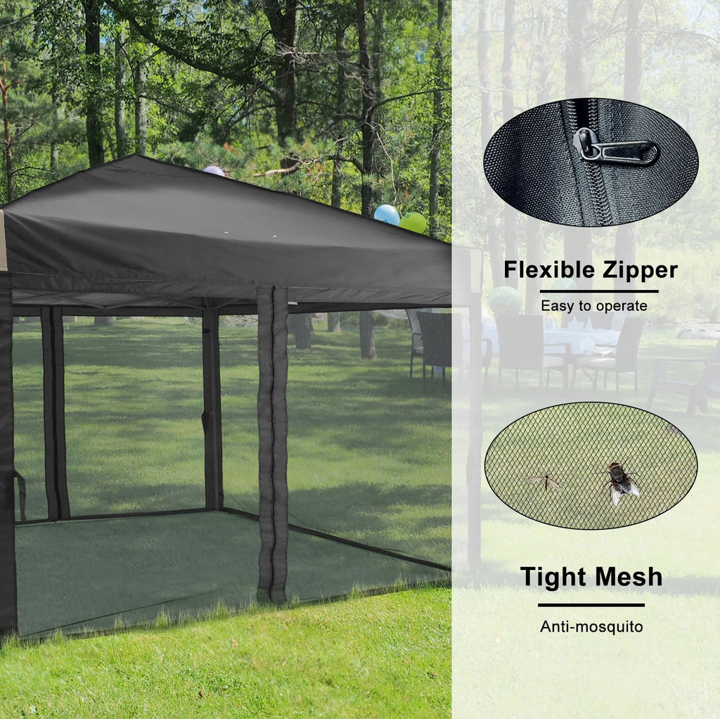 Aoodor 12'x12' Pop Up Canopy with Removable Mesh Sidewalls, Outdoor Portable Instant Shelter Tent-Black