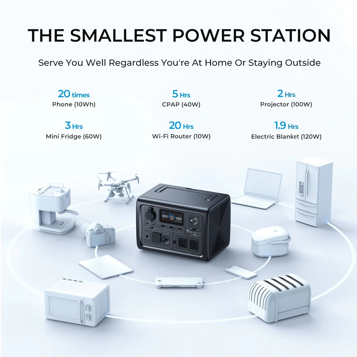 BLUETTI EB3A Solar Generator, 600W/268Wh Portable Power Station, UPS LiFePO4 Solar Generator for House, Camping