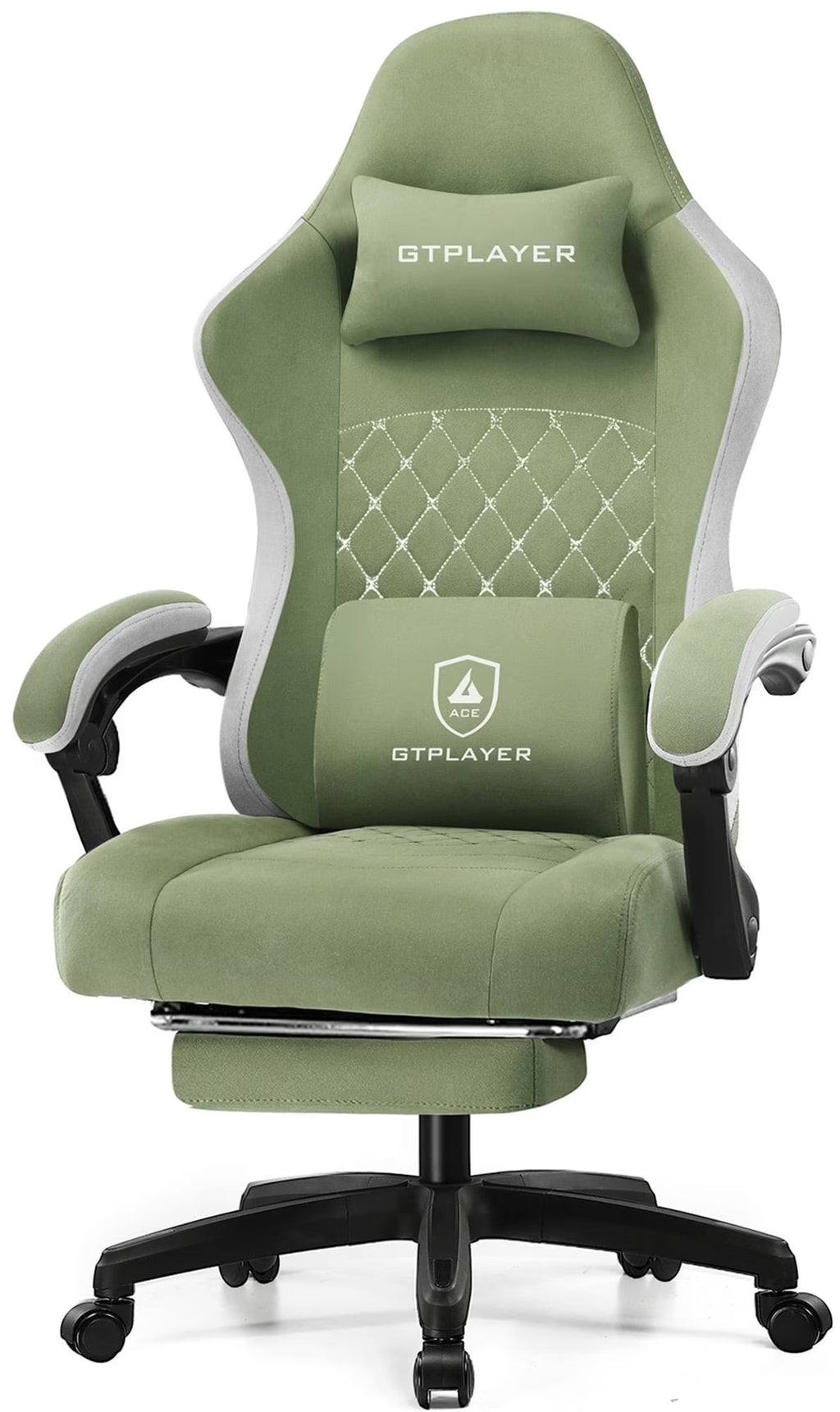 GTPLAYER Ergonomic High Back Pocket Spring Cushion Gaming Chair with Footrest & Linkage Armrests, Black