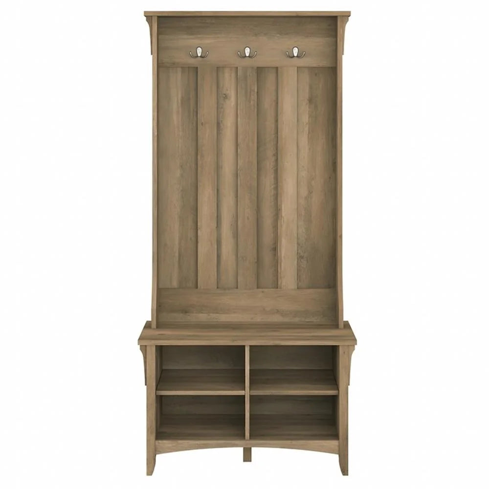 Pemberly Row Hall Tree w/ Shoe Storage Bench in Antique White - Engineered Wood