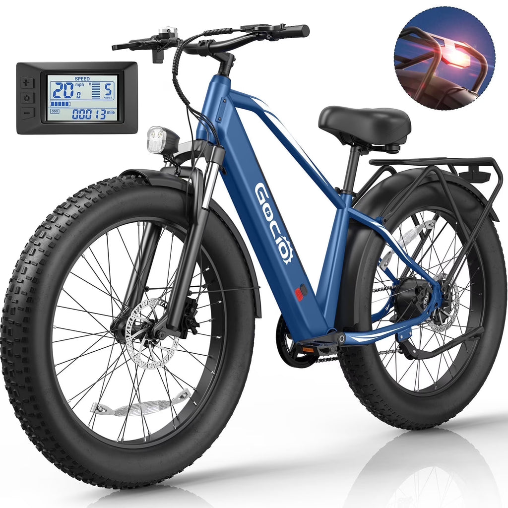 Gocio Electric Bike, 26"x4.0" Fat Tire E-Mountain Bike, Peak 1000W Motor, 28MPH 48V 15Ah Battery Removable Ebike for off Road, Sand, UL2849