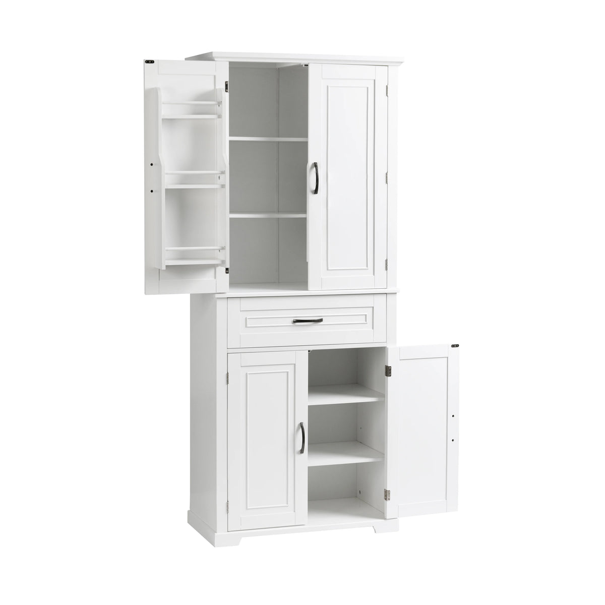 Bellemave White Tall Storage Cabinet with Adjustable Shelf Bathroom Cabinet with 1 Drawer and Storage Rack Large Freestanding Wood Cabinet Storage Organizer Floor Cabinet, White