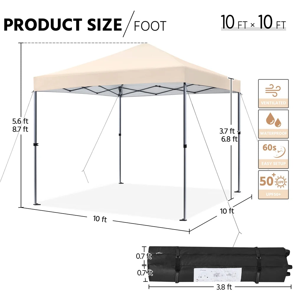 Topeakmart 12x12ft Commercial Pop-up Canopy Tent with Adjustable Height for Outdoor, White