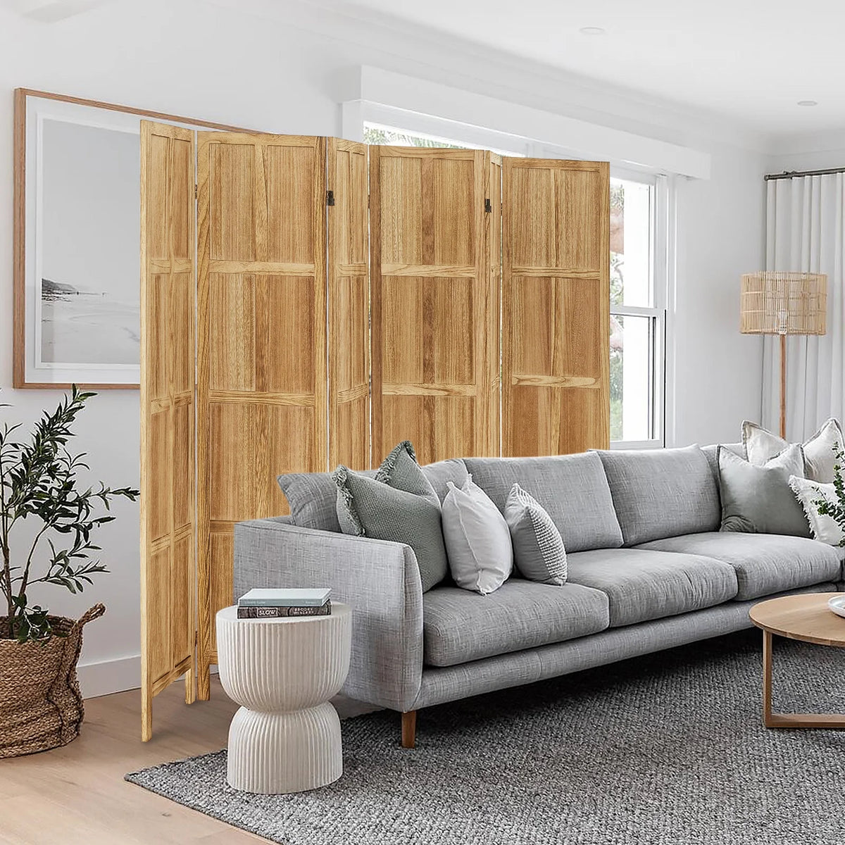 Aletheiawu 4 Panel Room Divider Wall and Folding Privacy Screens��No Installation Required��White