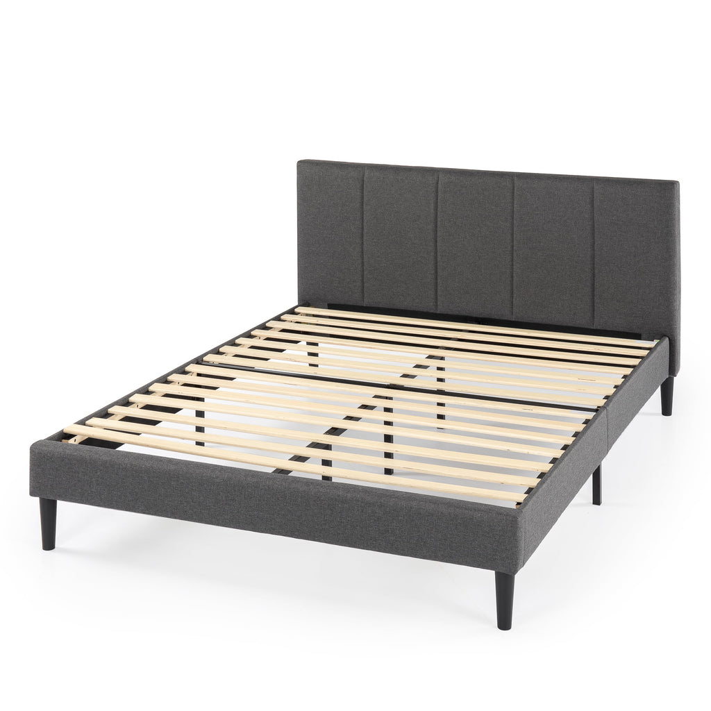 Zinus Maddon 35" Upholstered Platform Bed Frame, Beige, Adult, Queen