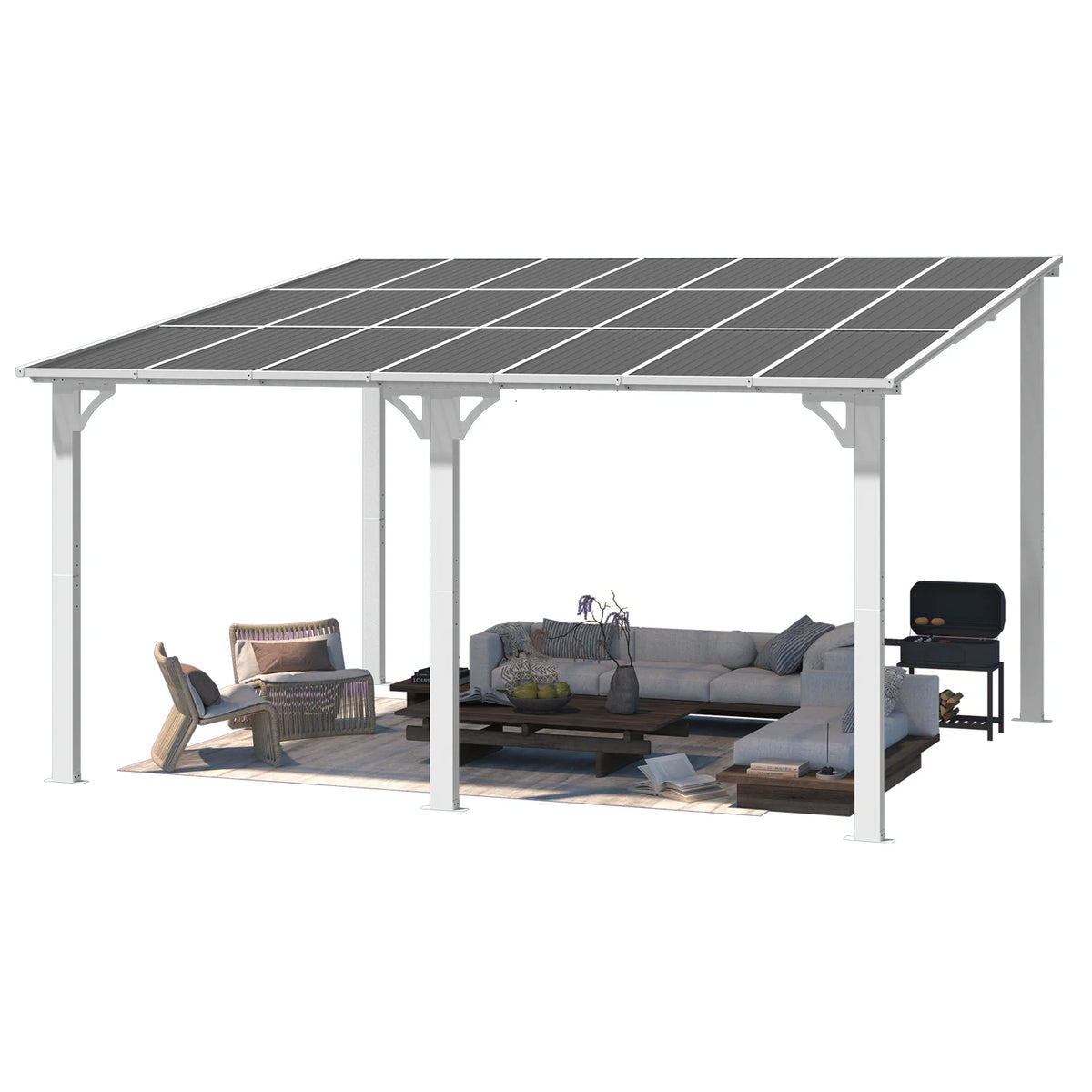 AECOJOY 10' x 14' Hardtop Gazebo Outdoor Aluminum Pergola for Garden, Patio, Backyard-Gray