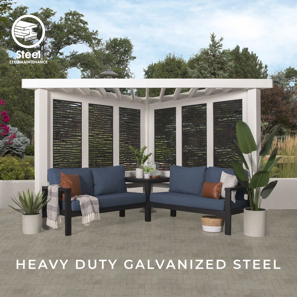 Backyard Discovery Ridgedale 12x8' Galvanized Steel Cabana Corner Pergola, Canopy, Seating