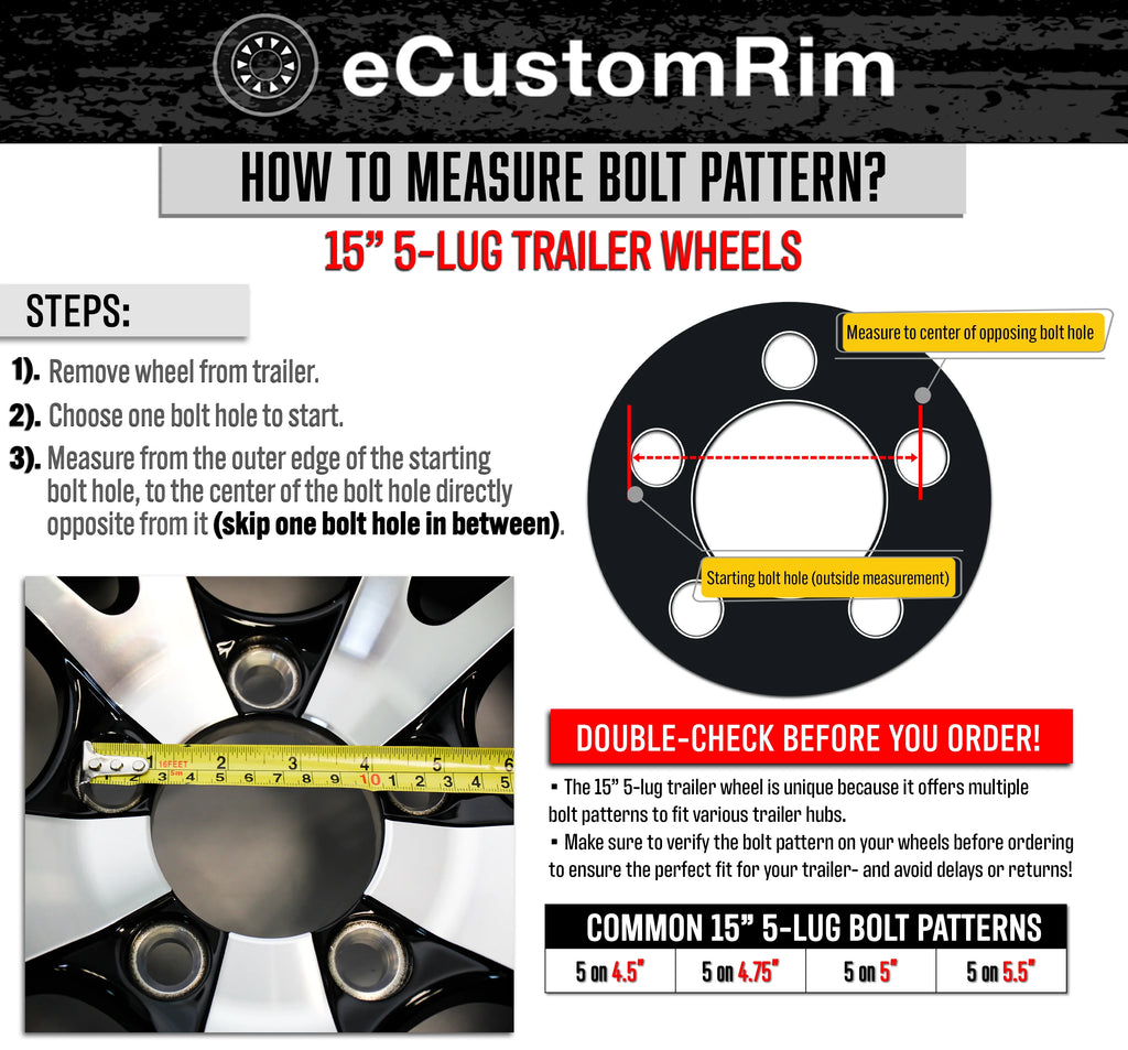 eCustomrim 2-Pack Aluminum Trailer Rims Wheels 5 Lug 13" Avalanche V-Spoke/Black