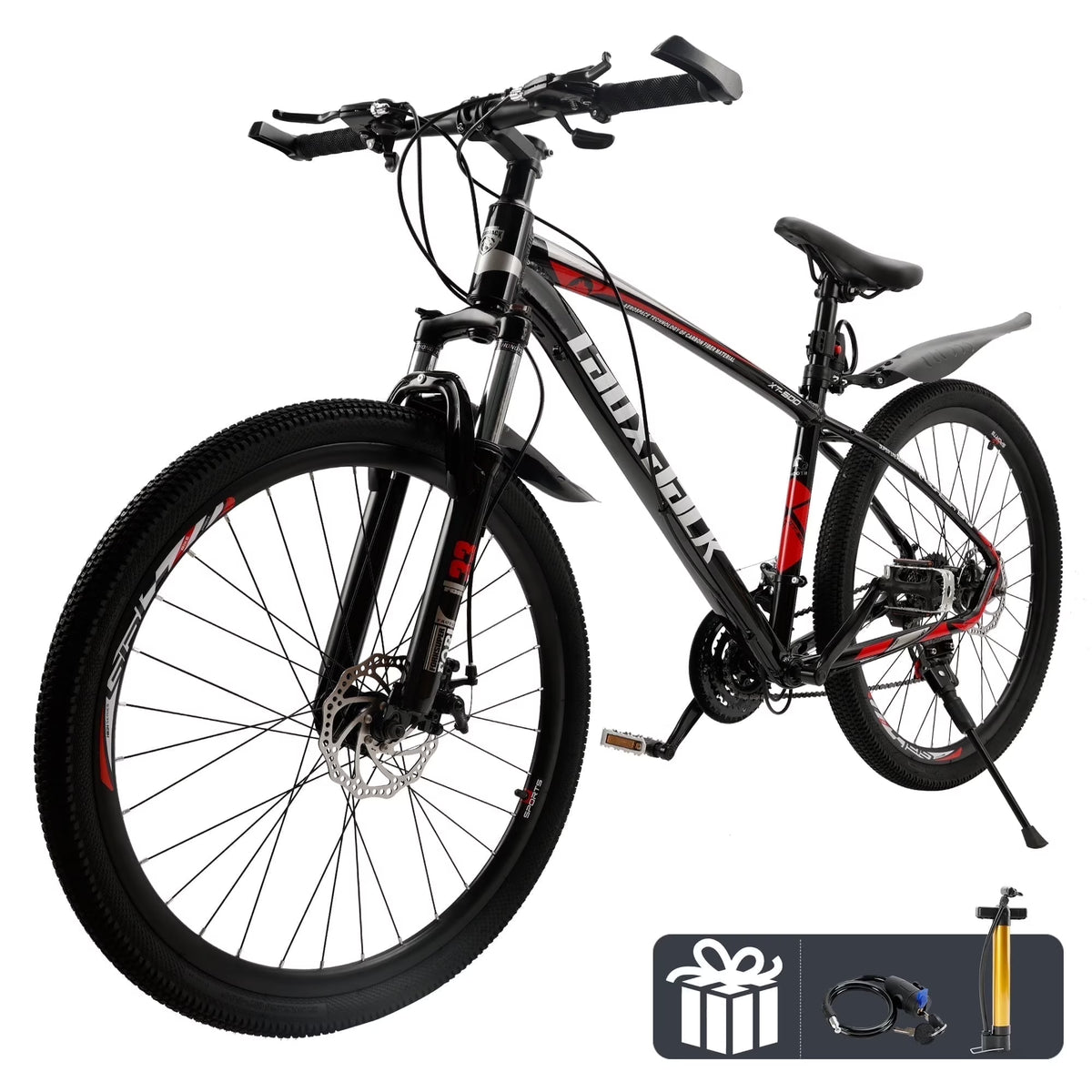 ARTUDATECH 27.5 Inch Mountain Bike, Shimano 21 Speed,  Dual Disc Brake Bike for Men Womens Adult, Full Suspension Bicycle