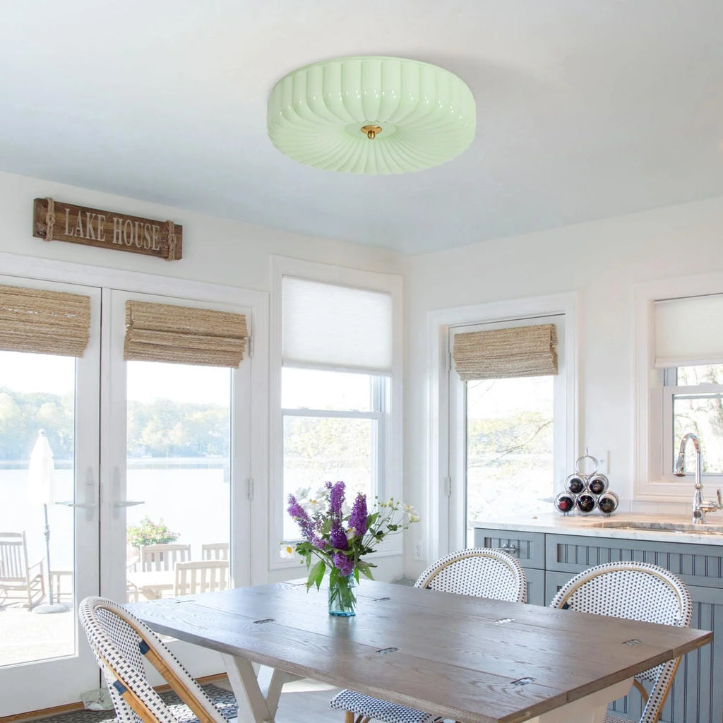 KCO Lighting Mid Century Modern LED Ceiling Lights Mint Green Glass Ceiling Lamp Large Hallway Ceiling Light