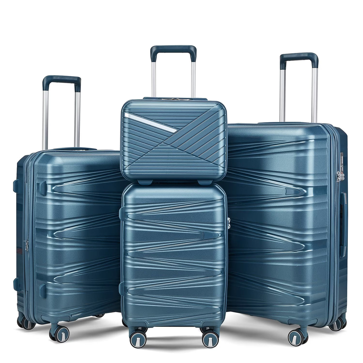 4 Piece Luggage Set Expandable Hardshell Travel Luggage Sets 8 Spinner Wheel Suitcase Wheels TSA Lock Suit Case, PP Lightweight & Durable wheels Upright Suitcase, 14/20/24/28 Inch
