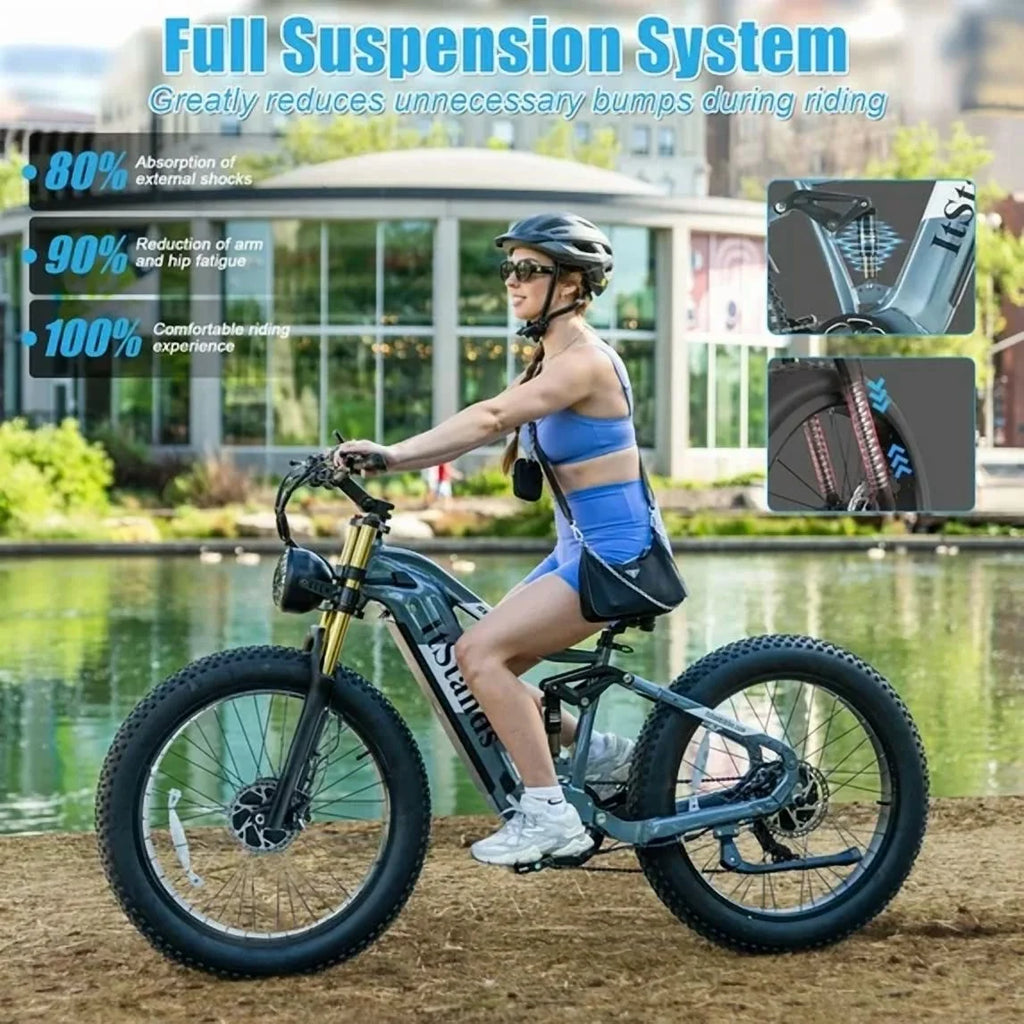 Dual Motors AWD 2000W Electric Bike for Adult 26'', UL2849 48V 30AH Removable Battery E-mountain bike 4.0 Fat Tire up to 35MPH&120Miles Long Range Off-road Ebike Beach Dual Hydraulic&Brakes E-Bicycle
