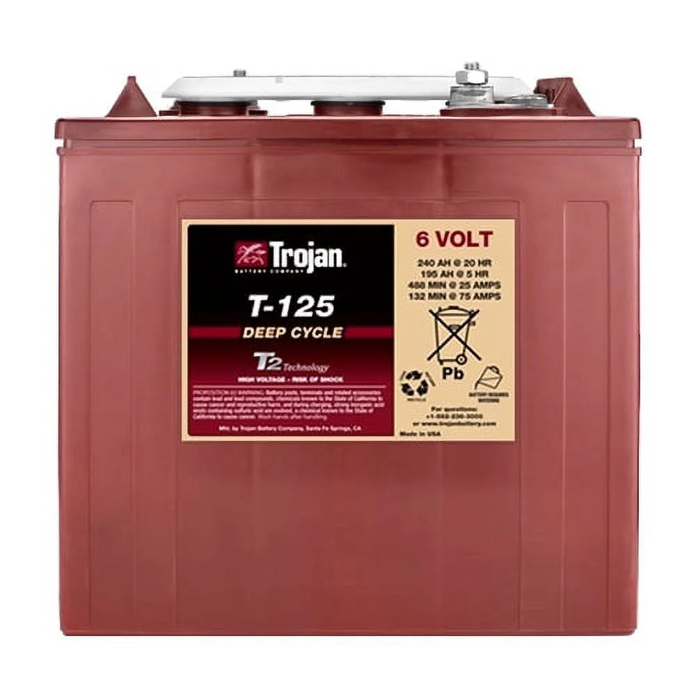 Trojan T-125 240Ah, 6V Deep Cycle Battery - 4 Pack