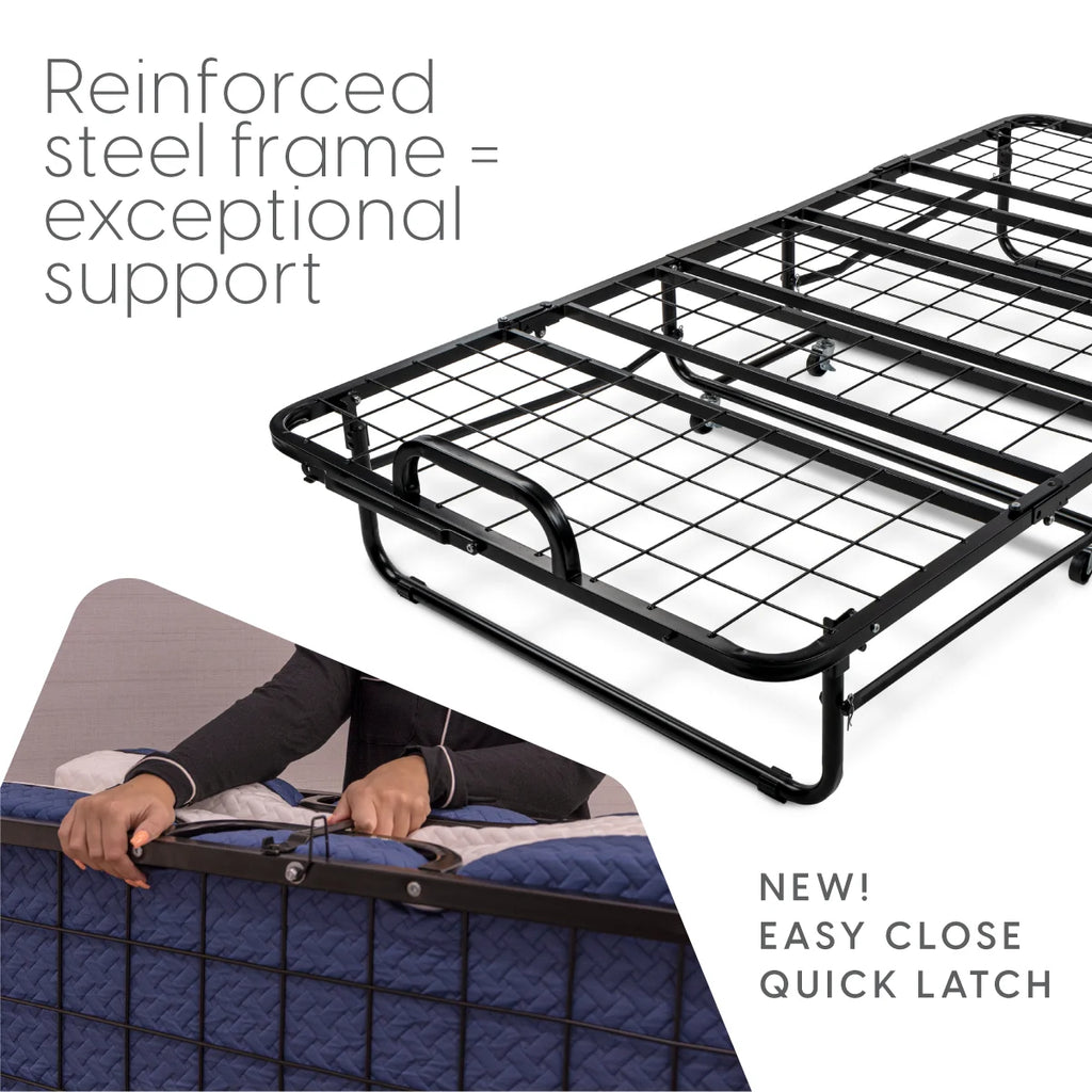 Milliard Diplomat Adjustable Size Modern Folding Bed with Memory Foam Mattress