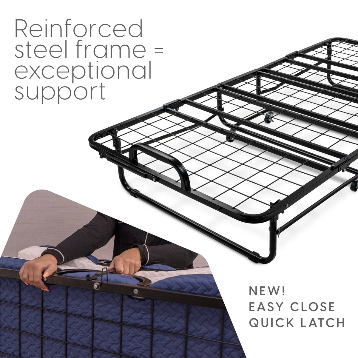Milliard Diplomat Adjustable Size Modern Folding Bed with Memory Foam Mattress