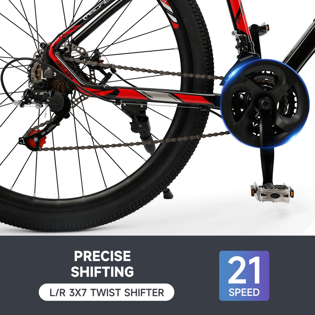 ARTUDATECH 27.5 Inch Mountain Bike, Shimano 21 Speed,  Dual Disc Brake Bike for Men Womens Adult, Full Suspension Bicycle