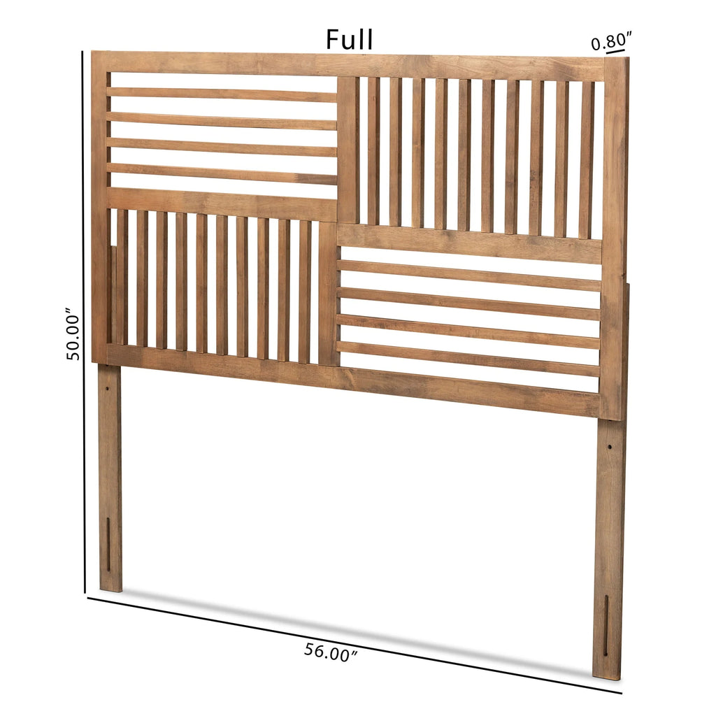 Baxton Studio Adler Contemporary/Modern Slat Back Support Wood Headboard, Full, Ash Walnut