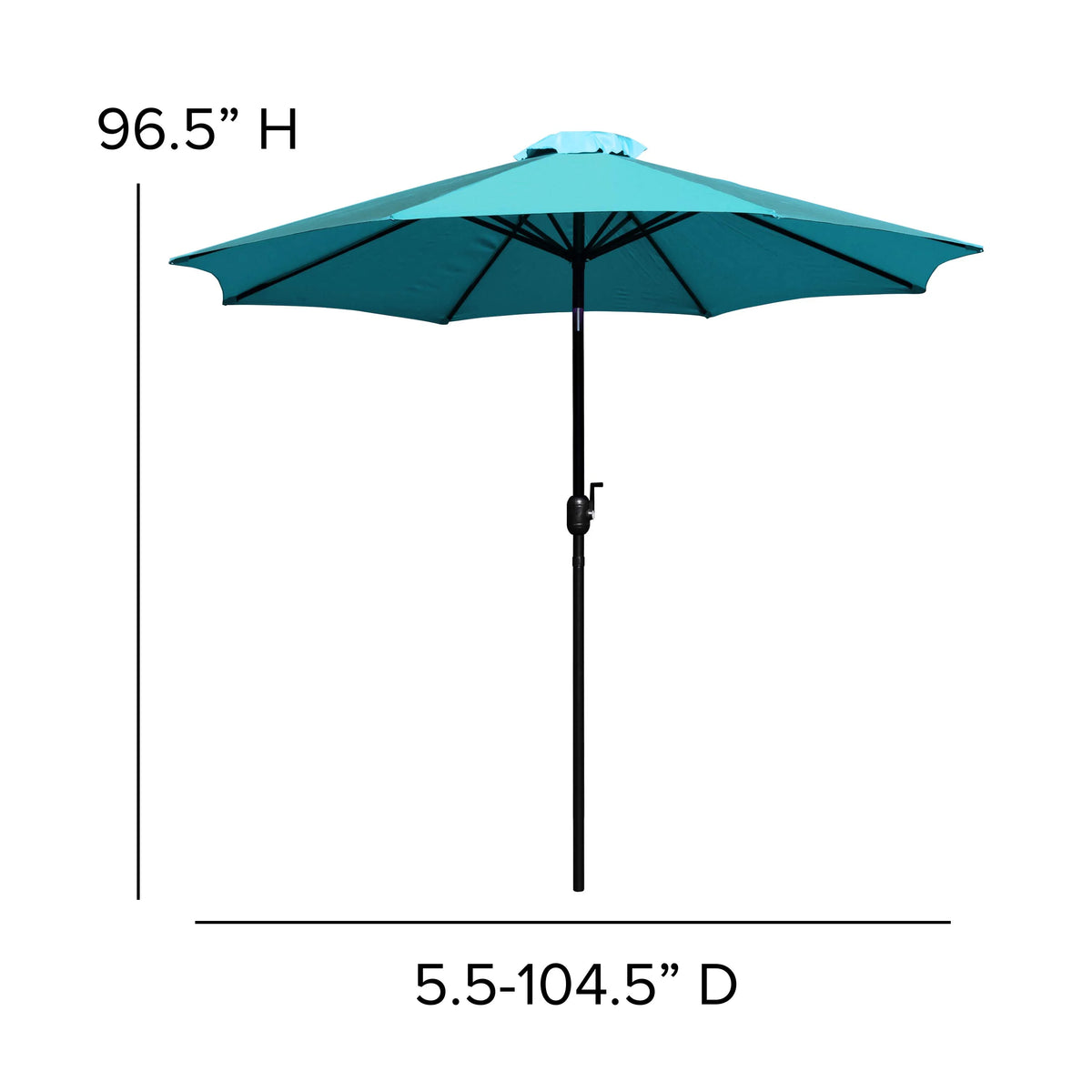 Merrick Lane Patio Umbrella with Base - 9' Tan Polyester Patio Umbrella - 30+ UV Protection - Waterproof Black Cement Base with 1.5" Diameter Aluminum Pole