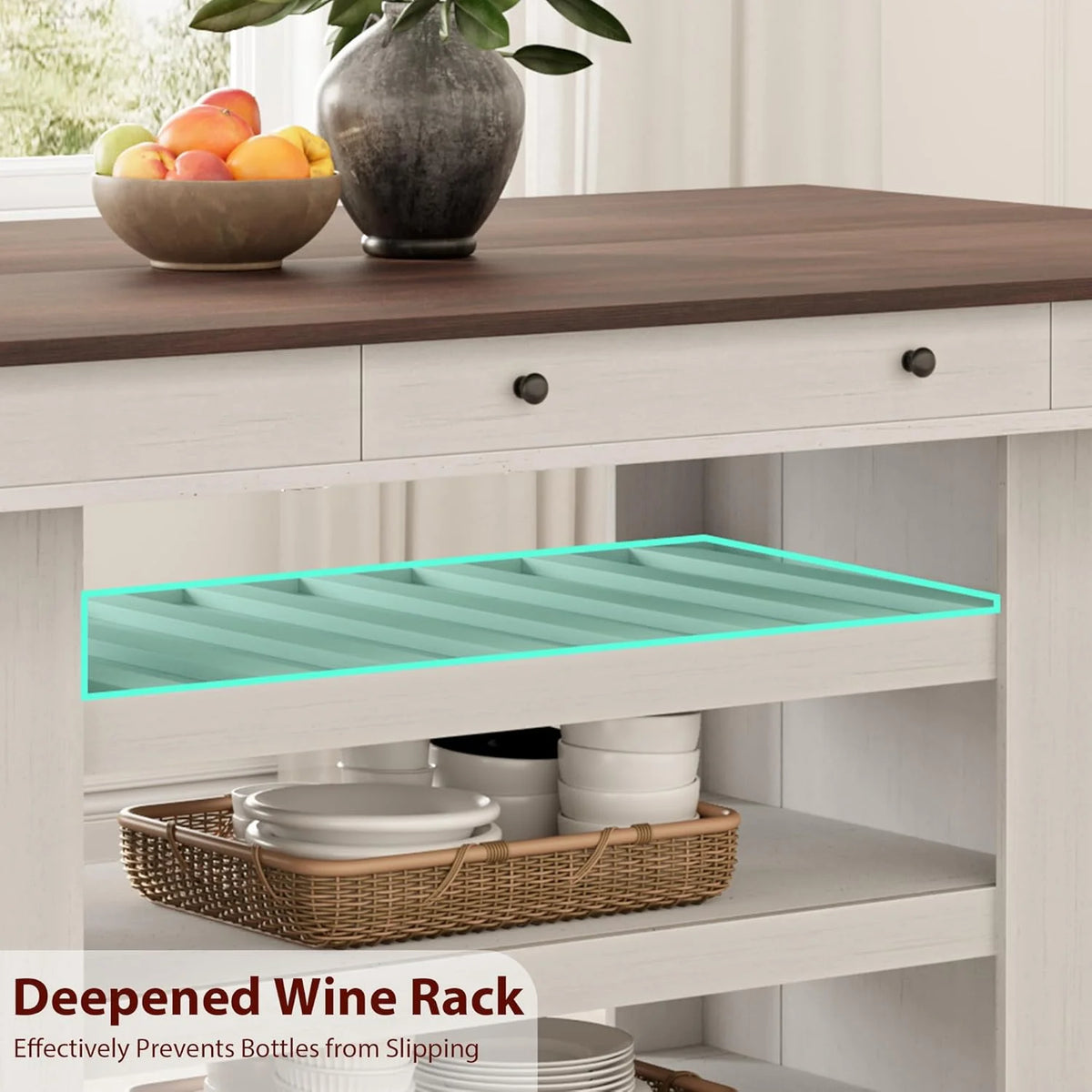 60" Counter Height Dining Table for 4,Rustic Counter Height Dining Table with Drawers& Open Shelves for Kitchen, Bar