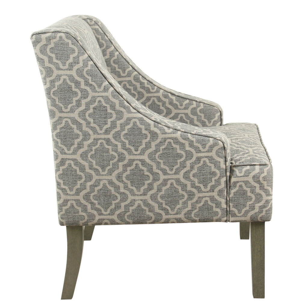 HomePop Classic Swoop Accent Chair - Blue and White Damask