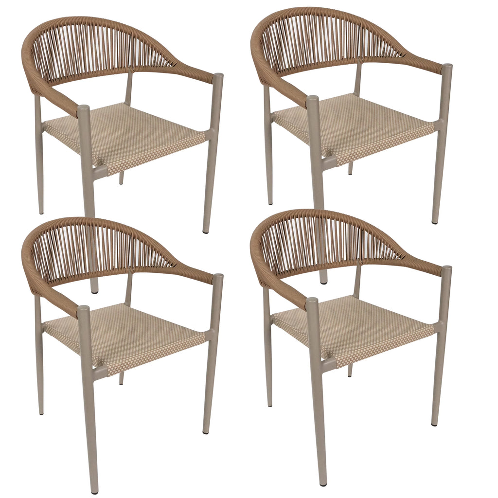 Vmopu New Set of 4 Gray Outdoor  Stackable Dining Chair, PE Rattan for Bistro Restaurant Garden