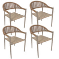 Vmopu New Set of 4 Gray Outdoor  Stackable Dining Chair, PE Rattan for Bistro Restaurant Garden
