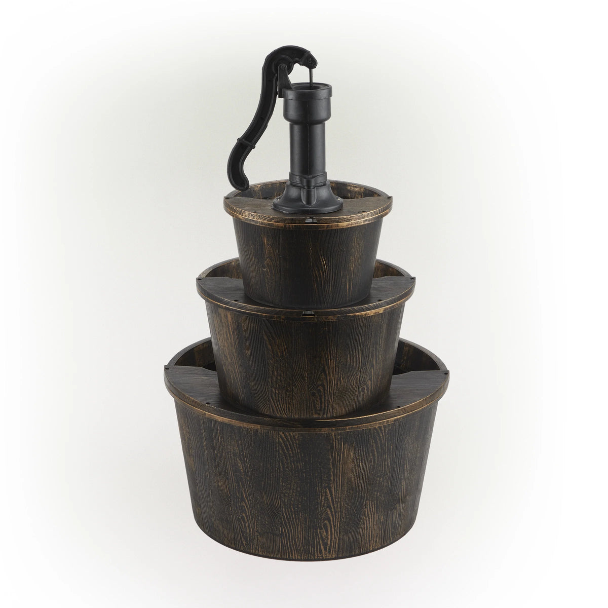 Alpine Corporation 40" Three Tier Pump Outdoor Fountain Decor, Brown
