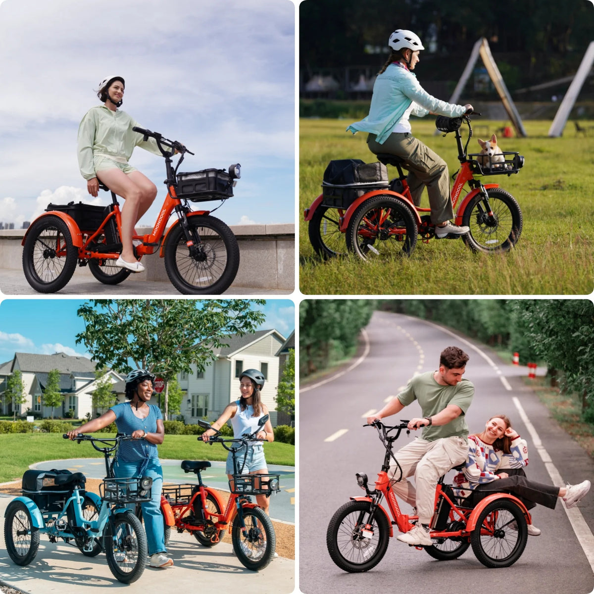 MOONCOOL TK1 Folding Electric Tricycle for Adults,48V 14.5Ah Removable battery, 500W��Peak 1000w��Motor, 20" Fat Tire Step-Thru 3Wheel Electric Bicycle w/Front&Rear Baskets, Certified to UL 2849 by SGS