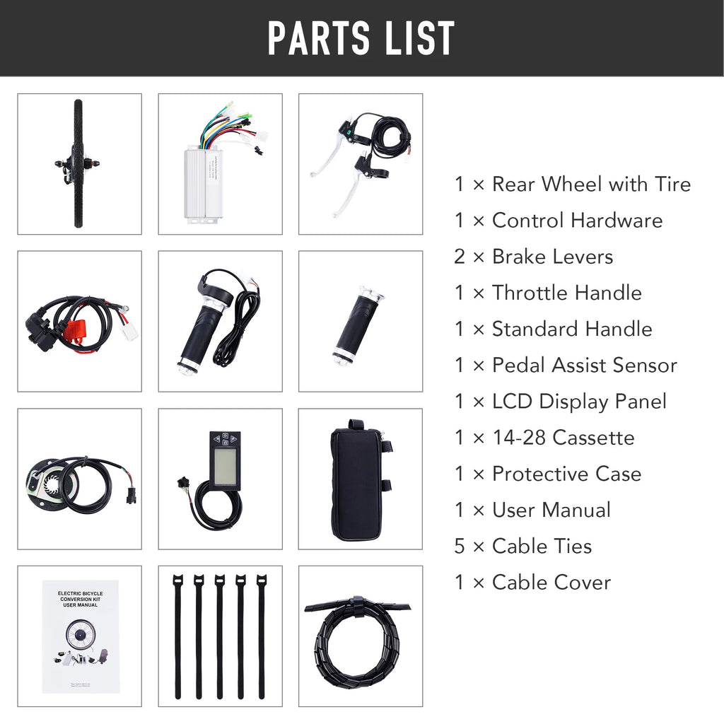 Viribus Electric Bike Conversion Kit 26" Rear Wheel 1000W Hub Motor LCD eBike DIY Set