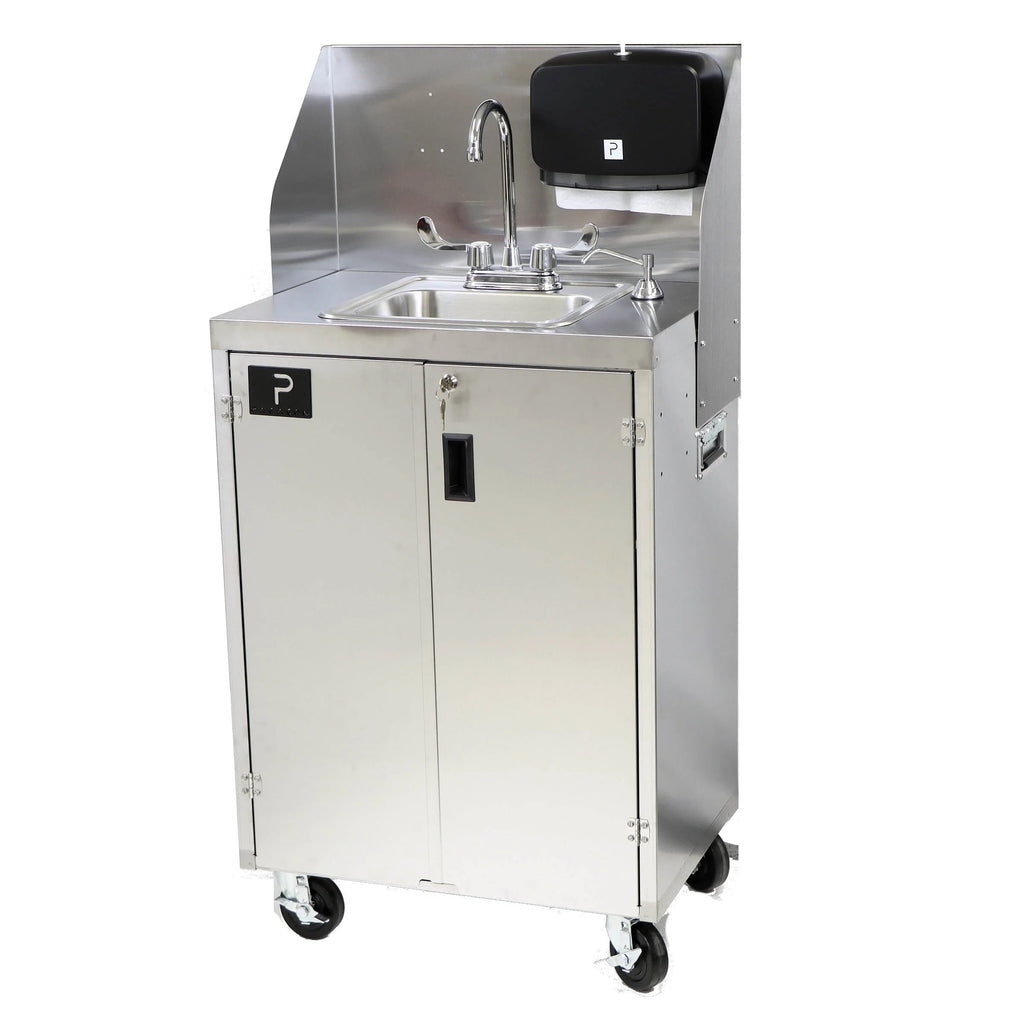Electric Portable Sink, with Hot Water Heater and Pump - Movable Steel Hand Washing Sink