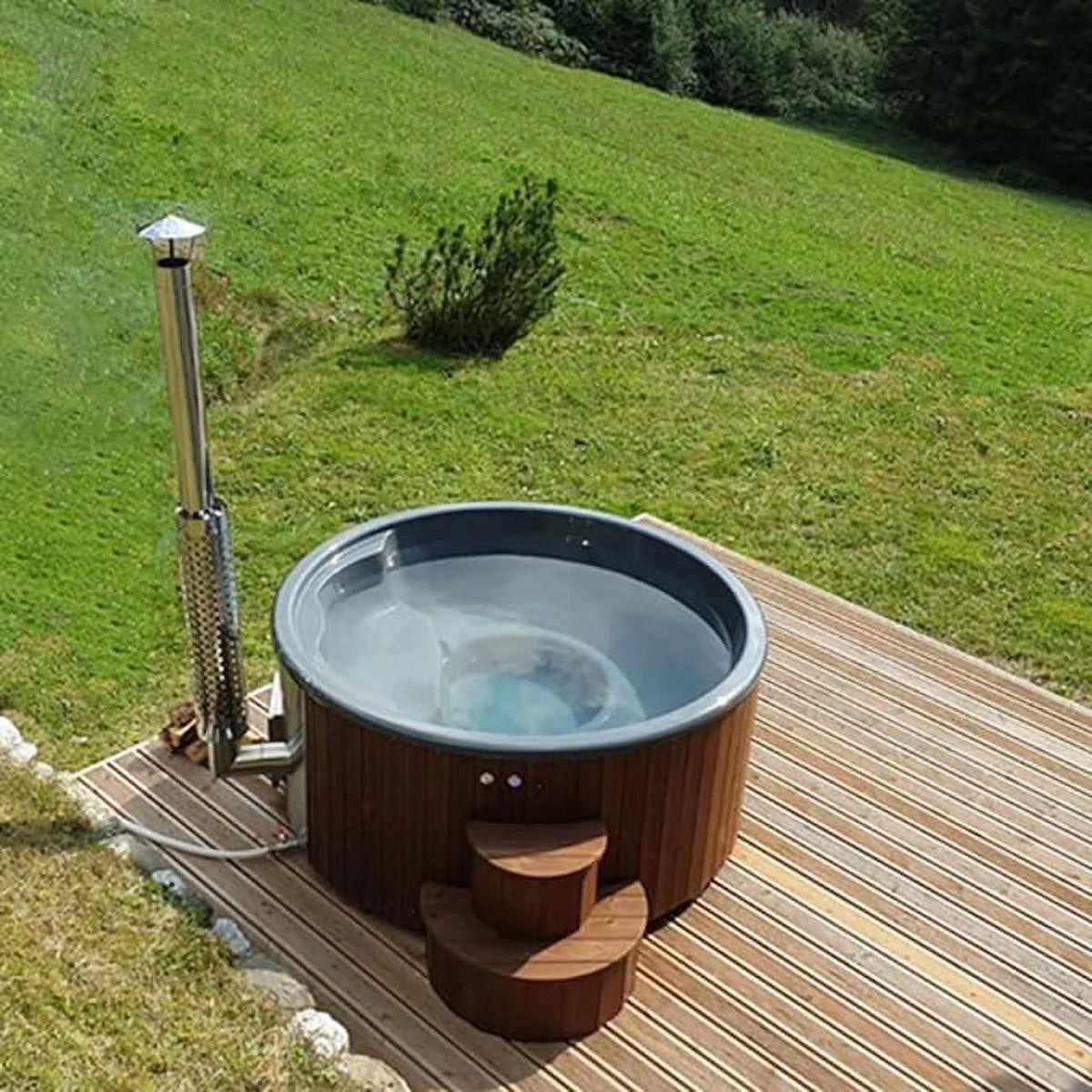 Model S4N Wood-Fired Hot Tub Soak-Series Home Wood-Burning Hot Tub, Natural, Up to 6 Persons, Thermo-Spruce