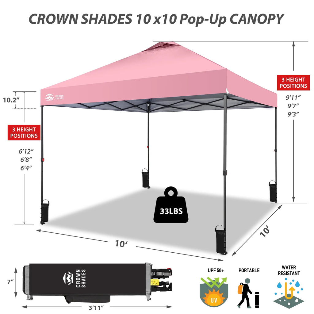 CROWN SHADES 8x8 Pop Up Canopy with One Push Setup Easy Outdoor Sun Shade for Events Parties Camping Forest Green