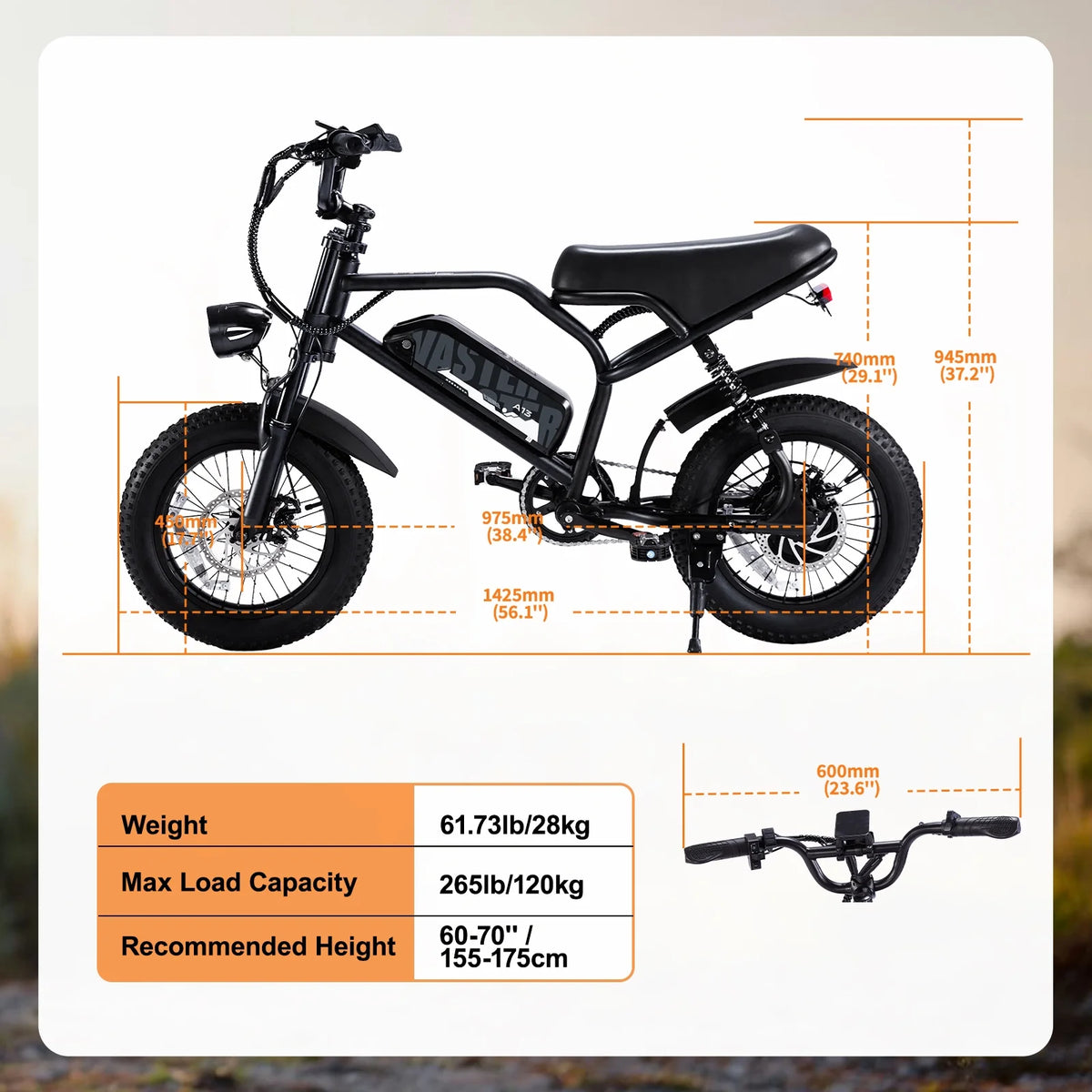 AVDL Electric Bike,16" Fat Tire Ebike,500W Motor,48V 12Ah Removable Battery,4x Suspension,38 Miles Pure Electric,55 Miles Pedal