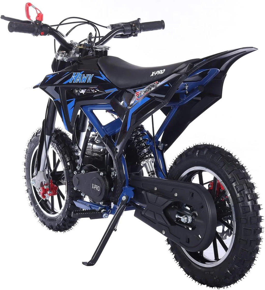 X-Pro Brand New Upgraded Hawk 40cc Gas Powered 4 Stroke Mini Pit Dirt Bike with Pull Start for kids 10" Wheels