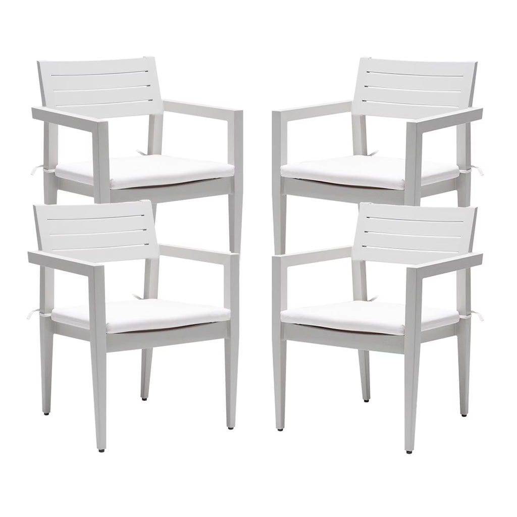 Outdoor Patio K/D Aluminum Stationary Dining Chairs 2PCS with Outdoor-grade Sunbrella Fabric Cushions, Branch-Like Backrest ,FSC-Certified Wood Armrests, Bourbon Brown