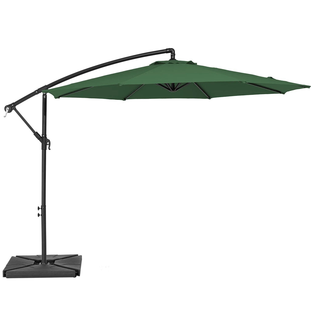 JUSTLET 10ft Heavy Duty Patio Hanging Offset Cantilever Patio Umbrella W/ 4-Piece Base Included Included, Beige