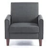 SYNGAR Accent Chair for Living Room, Bedroom Comfy Reading Armchair, Mid Century Modern Arm Chair Soft Linen Upholstered Cozy Side Single Sofa Chair Nailhead Trim Decor Relaxing Seating, Beige