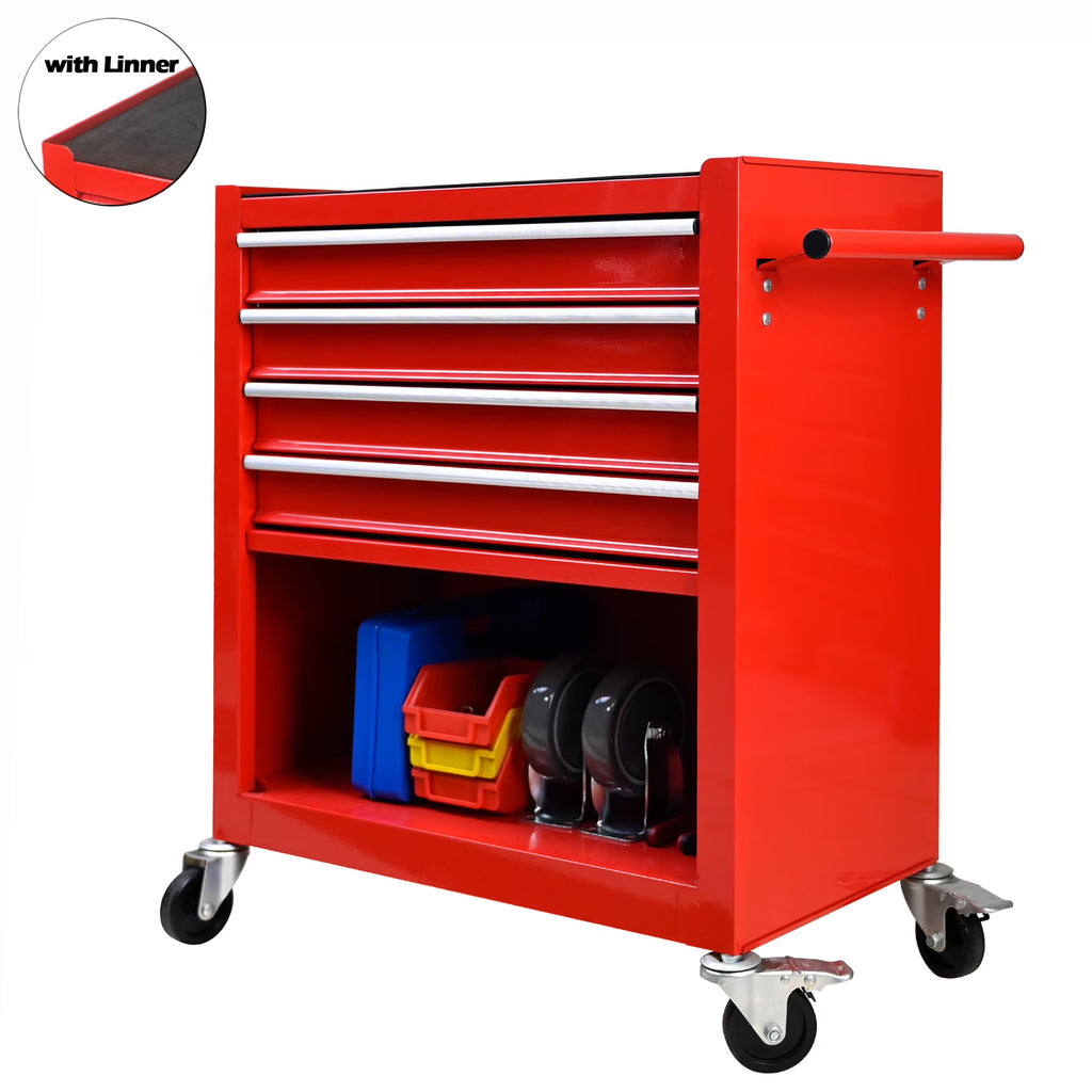 Seizeen Rolling Tool Chest on Wheels, Metal Tool Cart Toolbox Storage Cabinet Organizer W/ 7 Drawers, Red