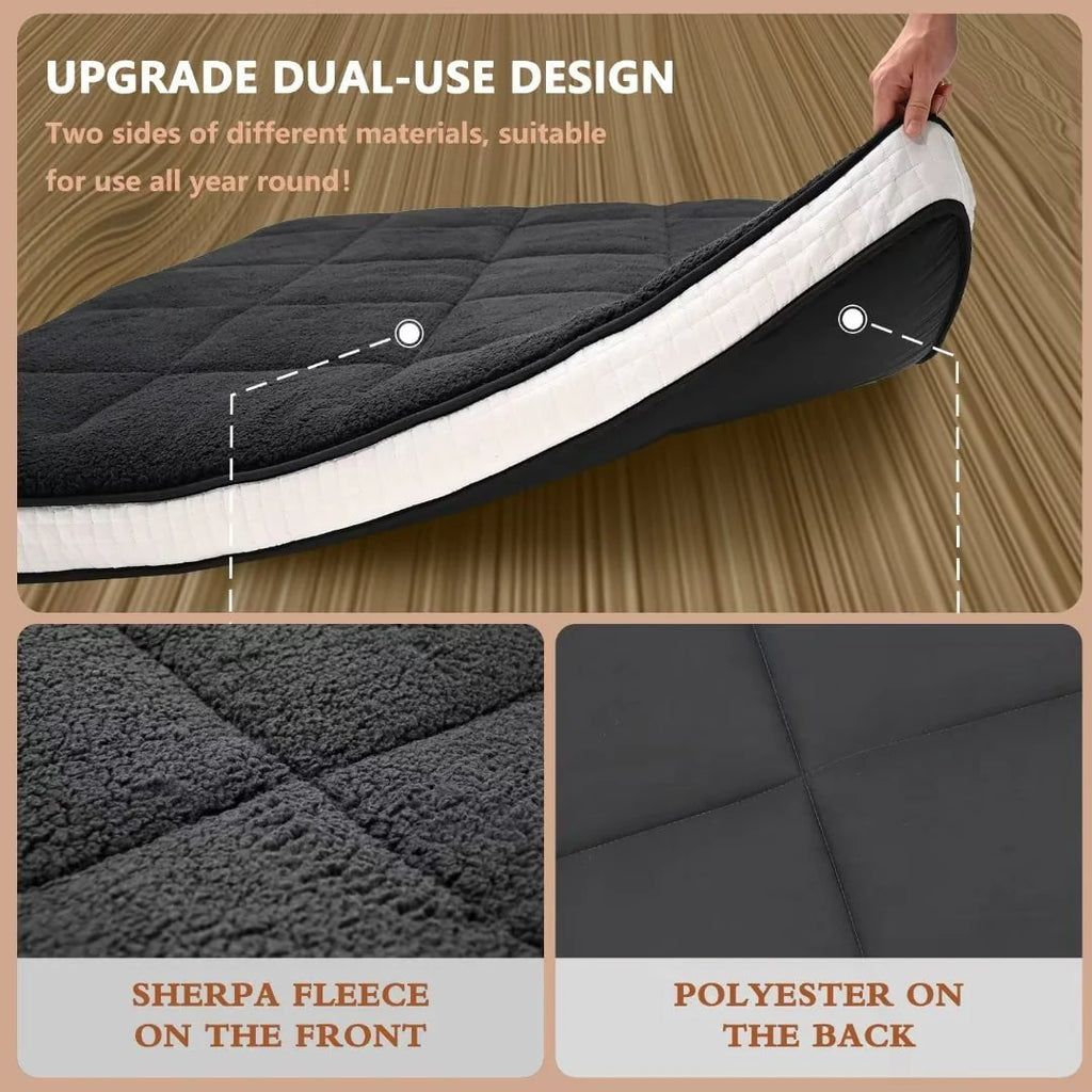 Docred Japanese Floor Mattress for Adults, kids-4" Thick Sherpa Fleece Futon Mattress for Floor, Extra Thick Folding Sleeping Pad Breathable Floor Bed Tatami Matolor