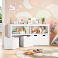 Homfa Kids Toy Storage with 4 Drawers, Cubes Storage Bin with Shelves and Wheels for Kids Living Room, White