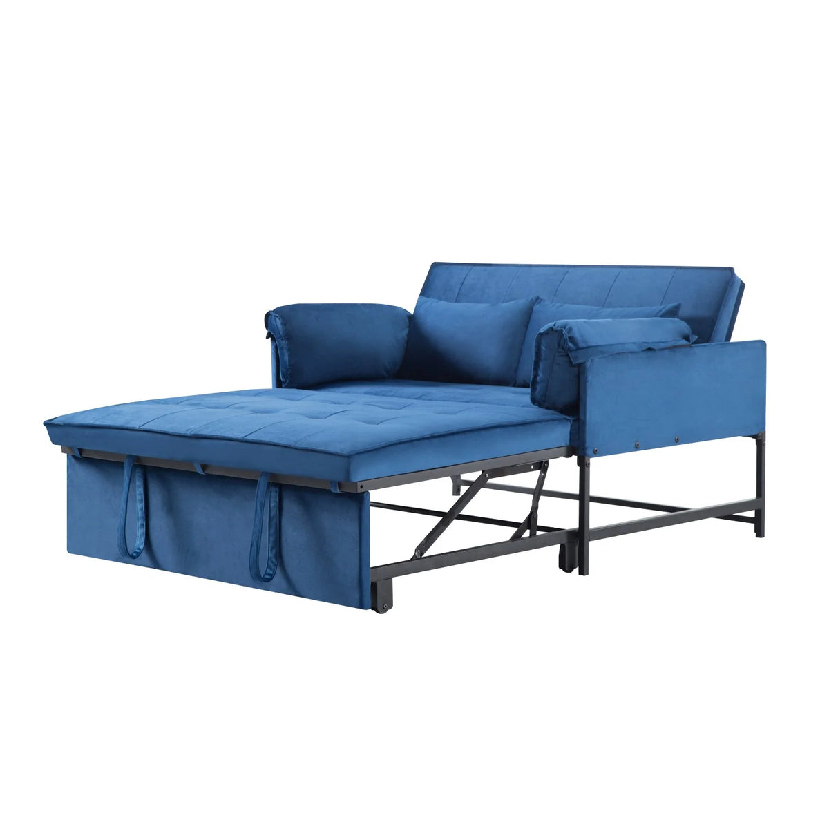 Gewnee 46" Velvet Sleeper Sofa Reclining Convertible Futon Couch Bed for Living Room, Guest & Small Spaces(Black)