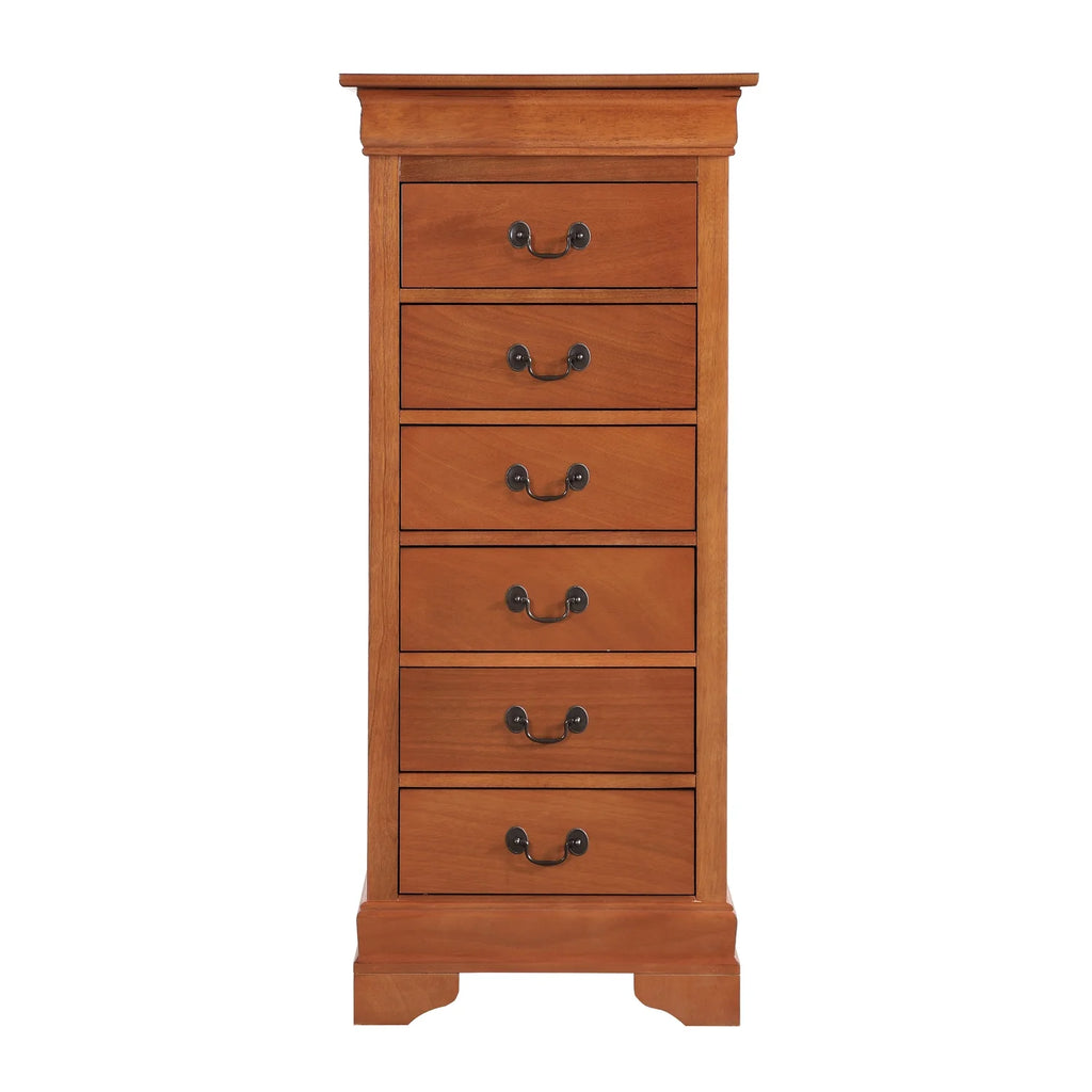 Glory Furniture Louis Phillipe 7 Drawer Lingerie Chest in Cherry