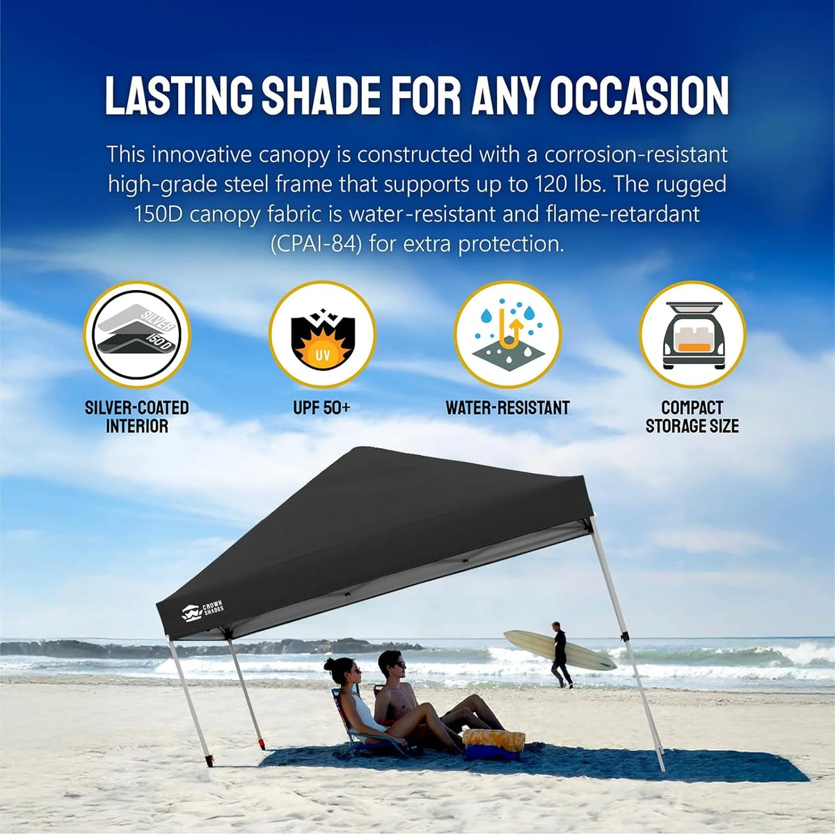 CROWN SHADES 8x8 Pop Up Canopy with One Push Setup Easy Outdoor Sun Shade for Events Parties Camping Forest Green