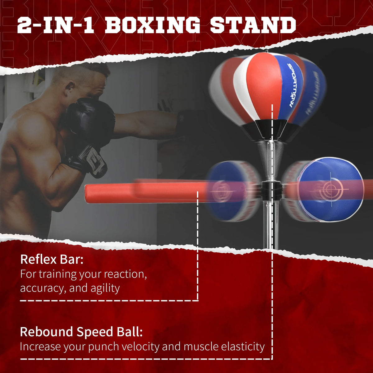 Soozier Speed Bag Boxing Bag Stand Reflex Training Equipment