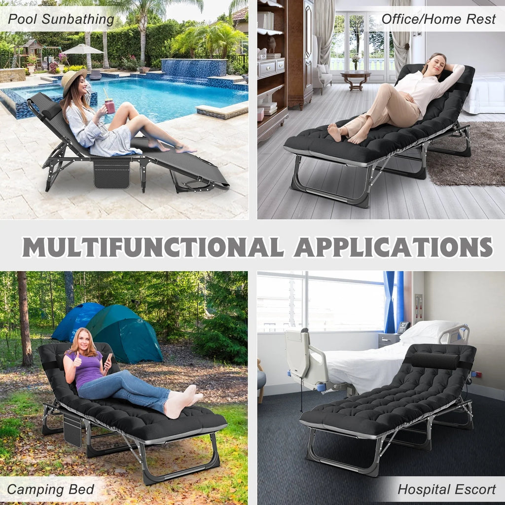 MOPHOTO Portable Beds Frame with Mattress, Folding Camping Cot, Folding Home Guest Beds, Foldaway Rest Cots for Adults Kids, Office Nap Cot, Hideaway Cots