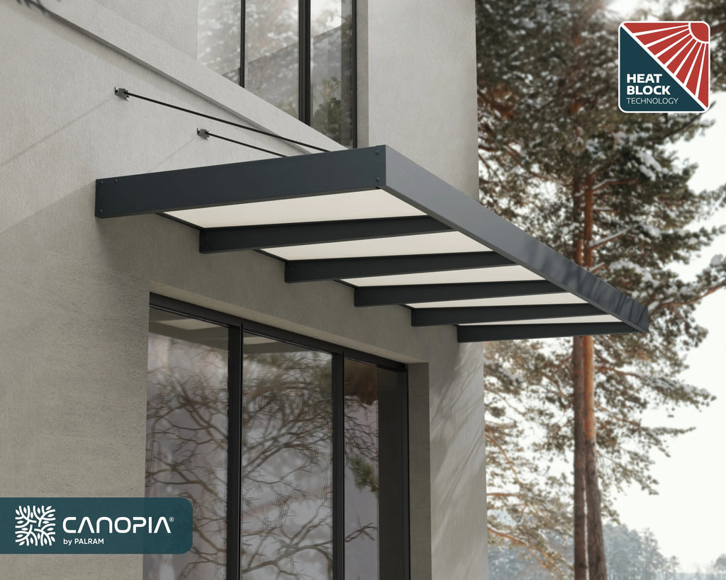 Palram - Canopia Sophia XL 2000 6' x 5' Acrylic Awning - Gray/Mist