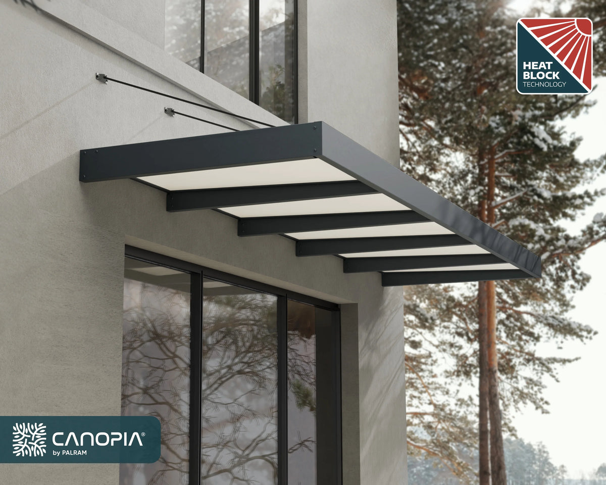Palram - Canopia Sophia XL 2000 6' x 5' Acrylic Awning - Gray/Mist