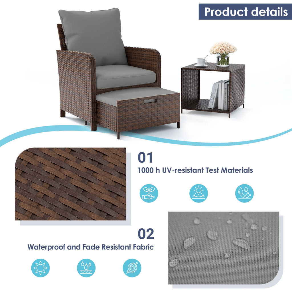 UDPATIO Balcony Furniture 5 Piece Patio Furniture Set, Outdoor Patio Chair , Dark Grey