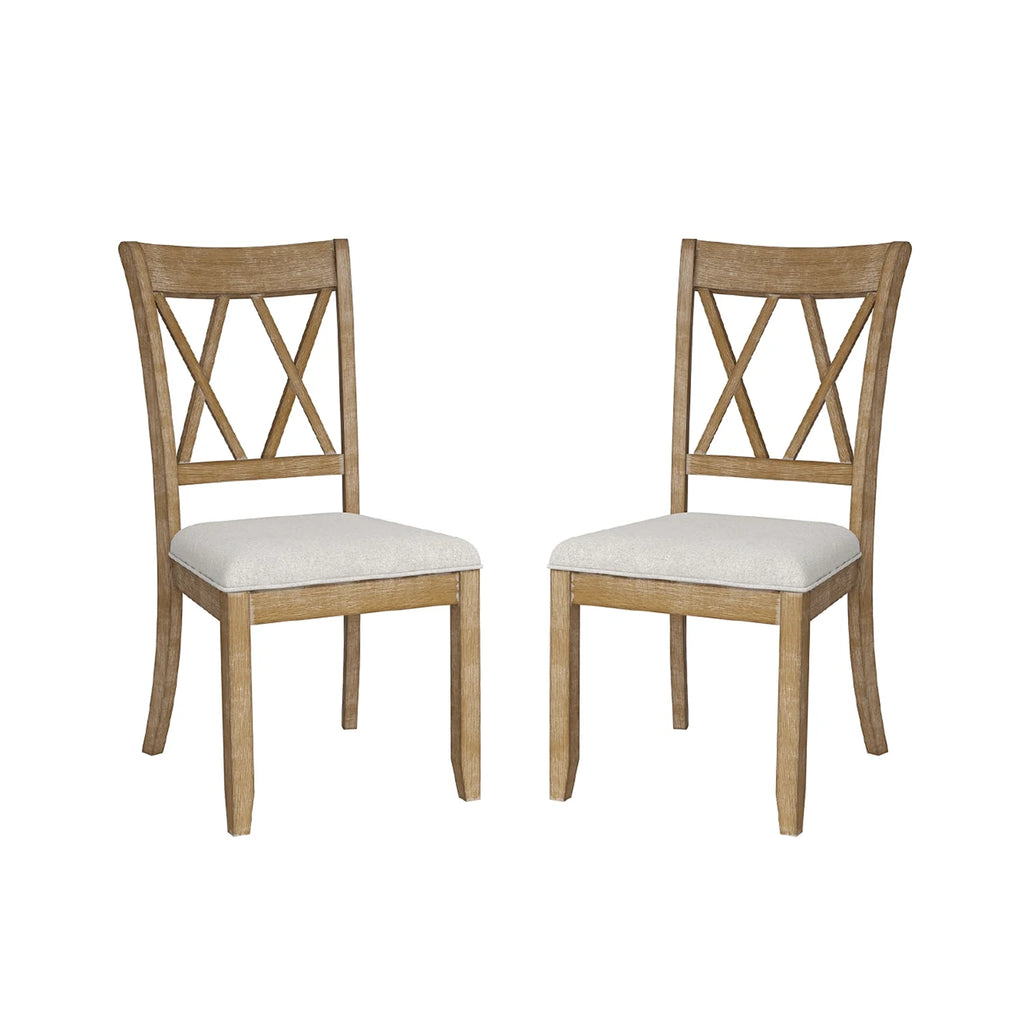 Farmhouse Solid Wood Dining Chairs Upholstered Armless Side Chairs Set of 4 Crossing High Backrest Living Room Kitchen